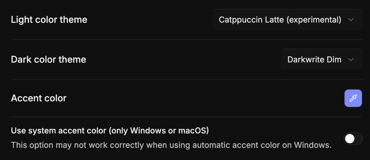 Screenshot of theme chooser UI